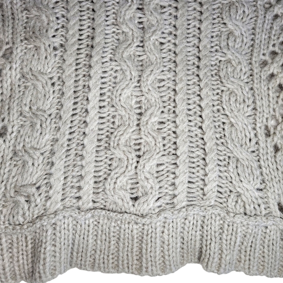 Free People Womens Sweater Medium Cable Knit Chunky Boho Beige Mohair - Picture 2 of 9